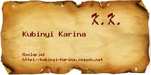 Kubinyi Karina névjegykártya